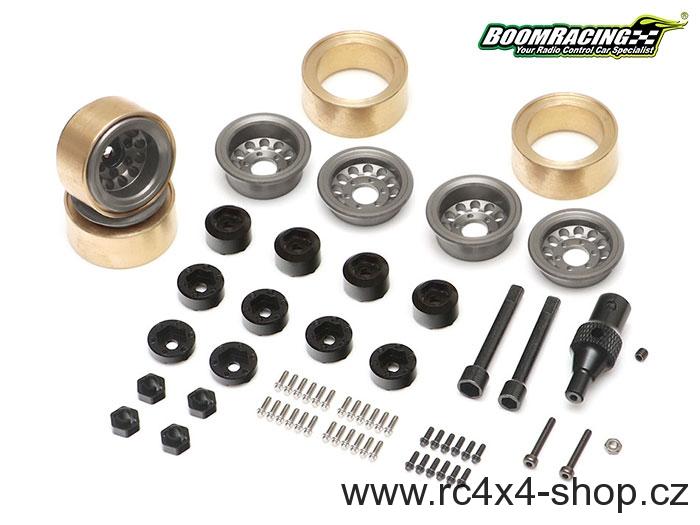 Boom Racing KRAIT™ 1.0" Terra Beadlock Wheel w/ Brass Rings & Hub Options Set (4) Gun Metal