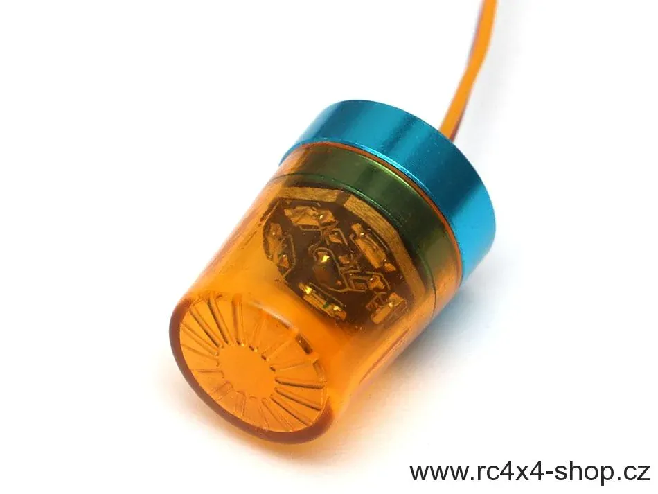 Hranatý LED rotační maják se zapojením do přijímače, oranžový