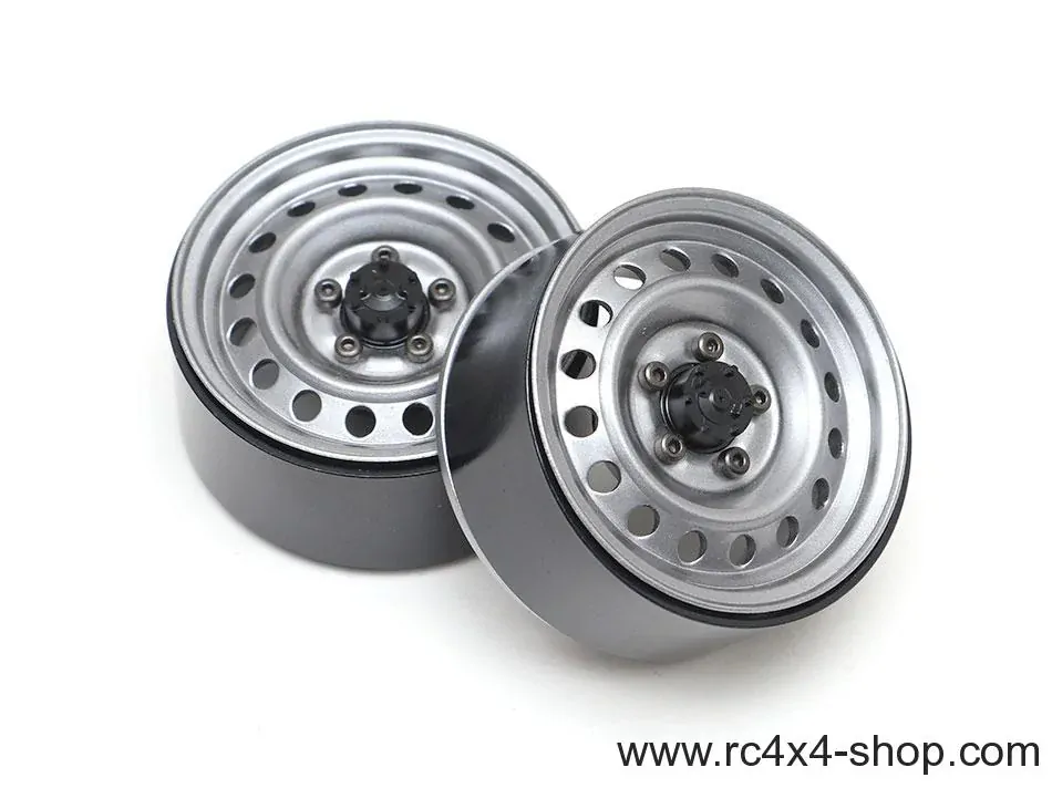 Boom Racing 1.9 Badass Classic 16-Hole Steelie & CNC Aluminum Beadlock Wheels W/ Center Hubs (Rear) 2pcs Gun Metal