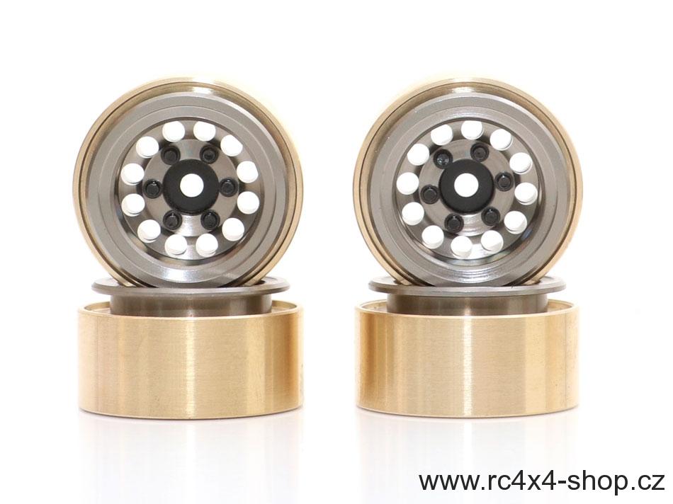 Boom Racing KRAIT™ 1.0" Terra Beadlock Wheel w/ Brass Rings & Hub Options Set (4) Gun Metal