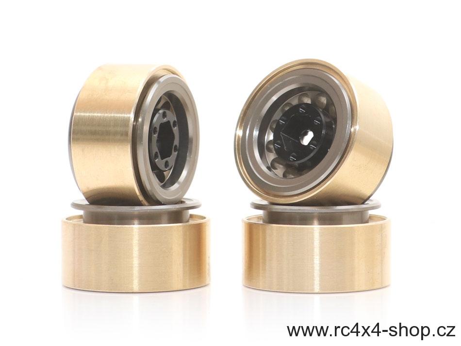 Boom Racing KRAIT™ 1.0" Terra Beadlock Wheel w/ Brass Rings & Hub Options Set (4) Gun Metal