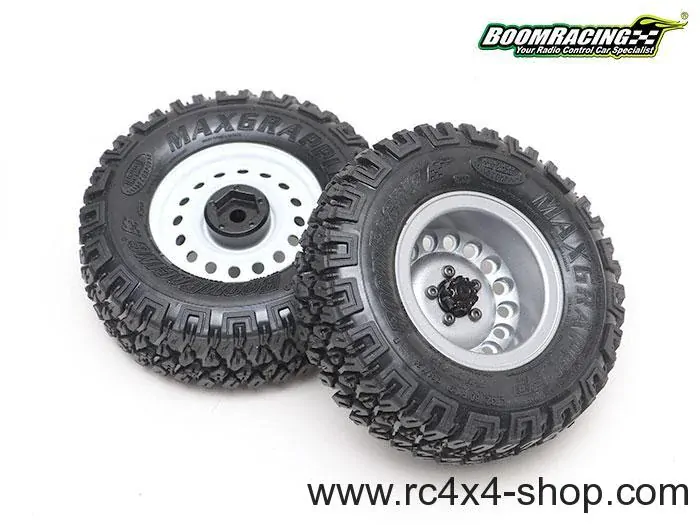 Boom Racing 1.9 Badass Classic 16-Hole Steelie & CNC Aluminum Beadlock Wheels W/ Center Hubs (Front) 2pcs Gun Metal