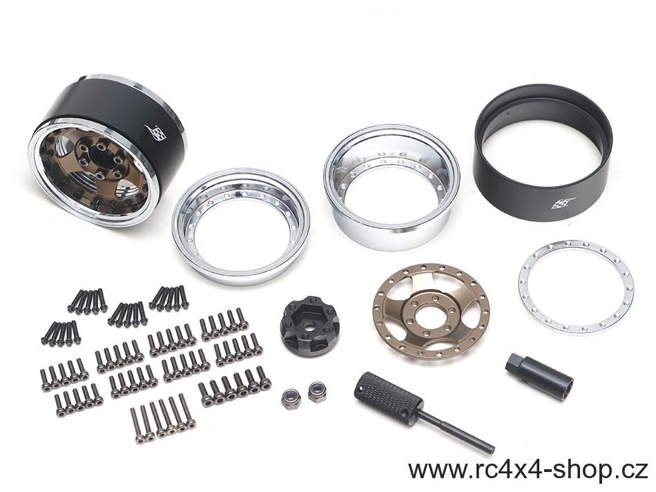 Boom Racing ProBuild™ 1.9" SV5 Adjustable Offset Aluminum Beadlock Wheels (2) Chrome/Bronze